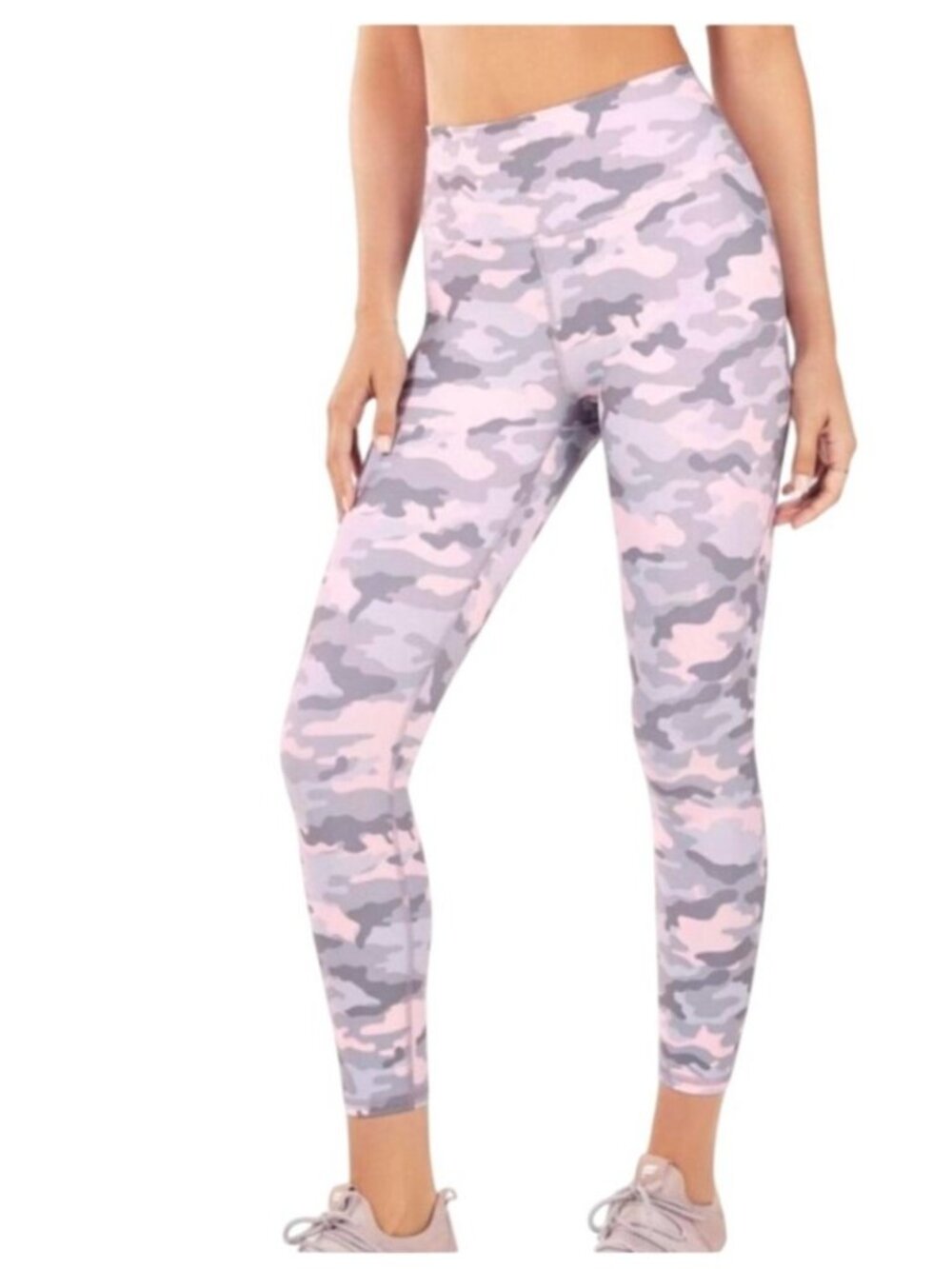 Fableticss NWT Mila Pocket Pink and Gray Camo Capri Leggings